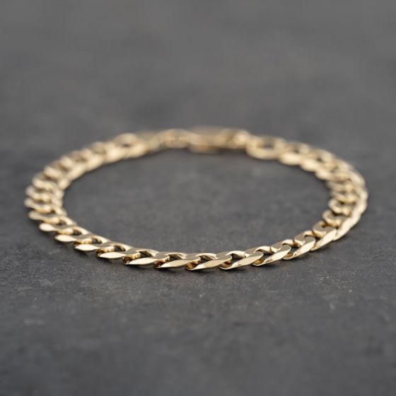 Second Hand 9ct Yellow Gold 8Inch Curb Chain Bracelet 41081498