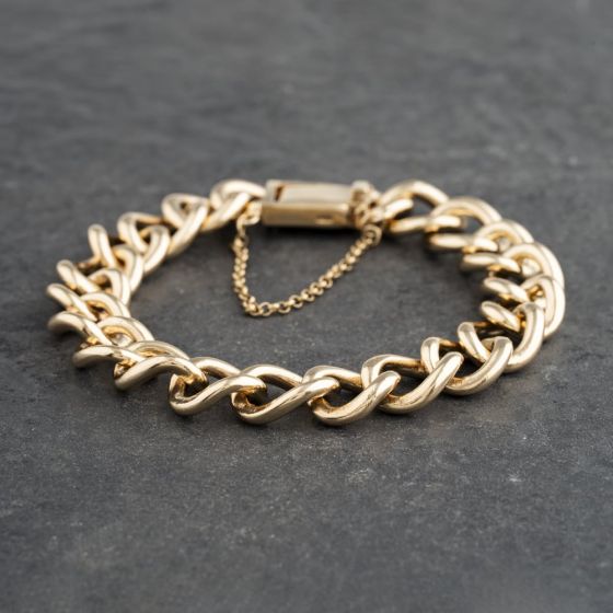 Second Hand 9ct Yellow Gold 7.5 Inch Curb Chain Bracelet 41281537