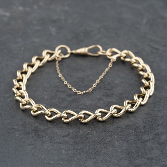 Second Hand Vintage 9ct Yellow Gold 7.5 Inch Curb Chain Bracelet 41281565