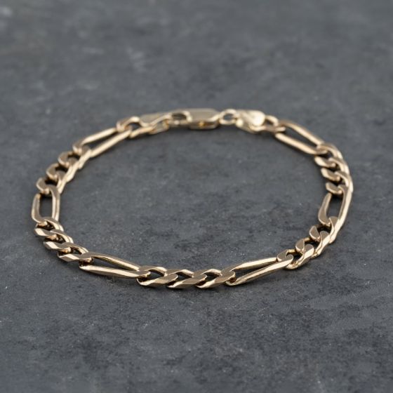 Second Hand 9ct Yellow Gold 6.5 Inch Figaro Chain Bracelet 41281566