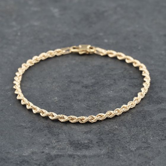Second Hand 9ct Yellow Gold 7 Inch Rope Chain Bracelet 41281567
