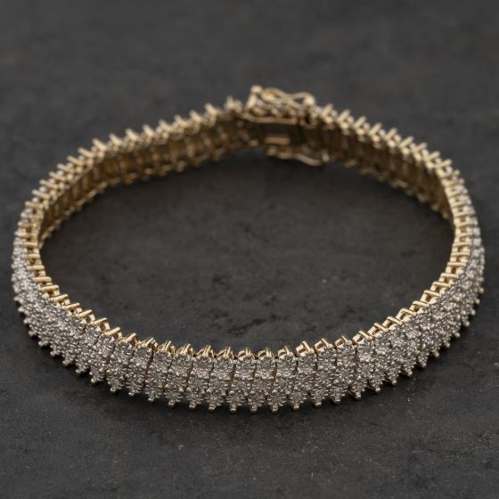 Second Hand 9ct Yellow Gold 1.50ct Brilliant Cut Diamond 7.25 Inch Bracelet 41281605