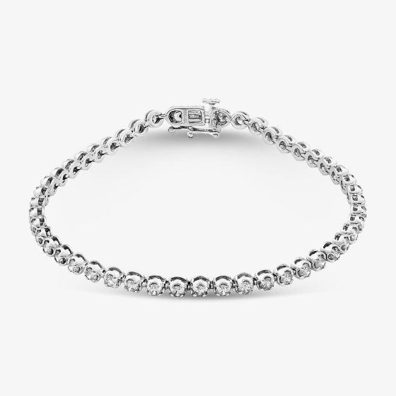 Second Hand 18ct White Gold 3.00ct Diamond 7 Inch Tennis Bracelet 41281613
