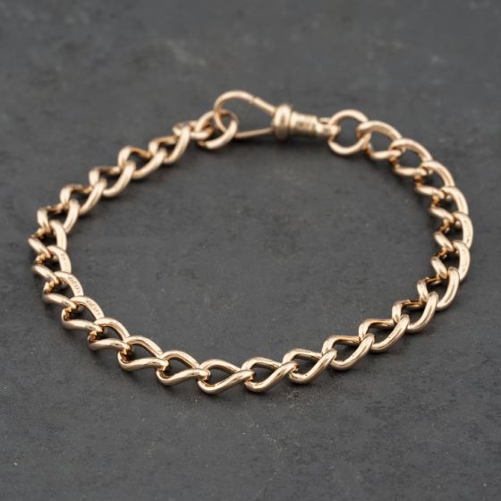 Second Hand 9ct Rose Gold 8 Inch Curb Chain Bracelet 41281624