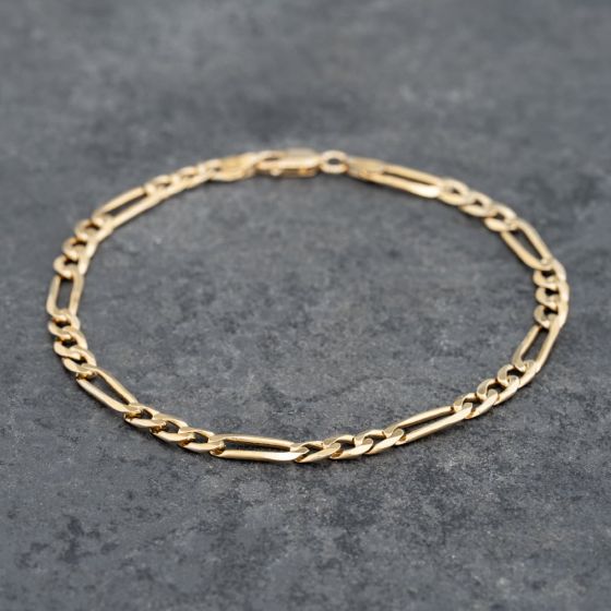 Second Hand 9ct Yellow Gold 8.5 Inch Figaro Chain Bracelet 41281626