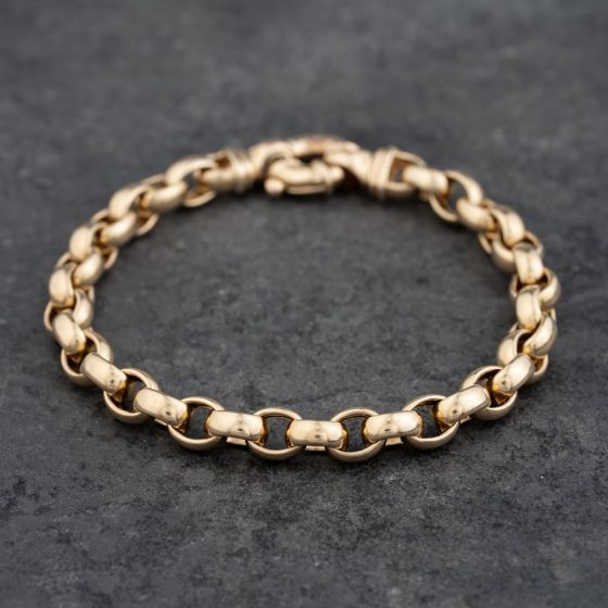 Second Hand 9ct Yellow Gold Chunky Link 8.5 Inch Belcher Chain Bracelet 41281633