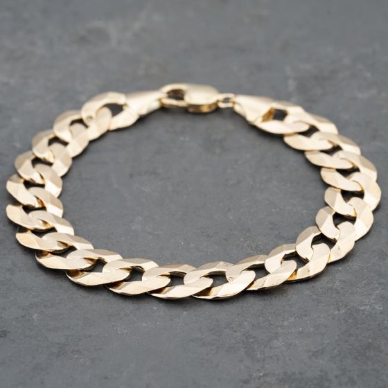Second Hand 9ct Yellow Gold Heavy 9 Inch Curb Chain Bracelet 41281634