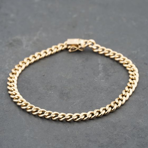 Second Hand 9ct Yellow Gold 8 Inch Curb Chain Bracelet 41281638