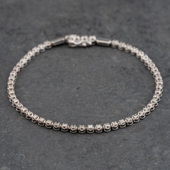 Second Hand 9ct White Gold 1.00ct Diamond 7.5 Inch Tennis Bracelet 41281653