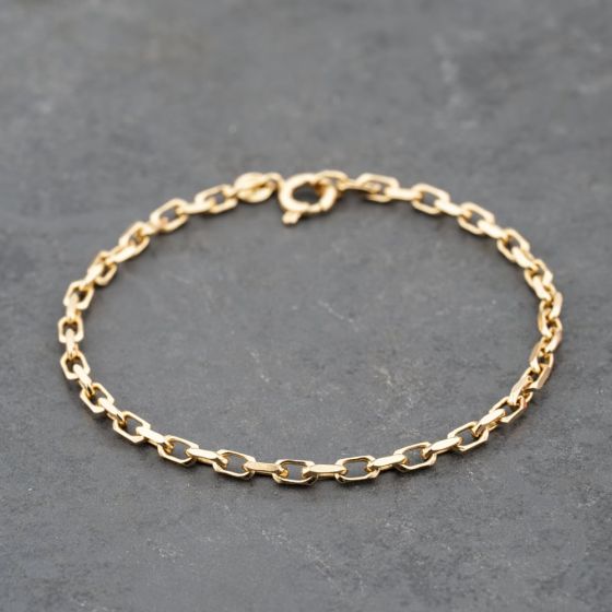 Second Hand 9ct Yellow Gold 7.25 Inch Trace Chain Bracelet 41281658