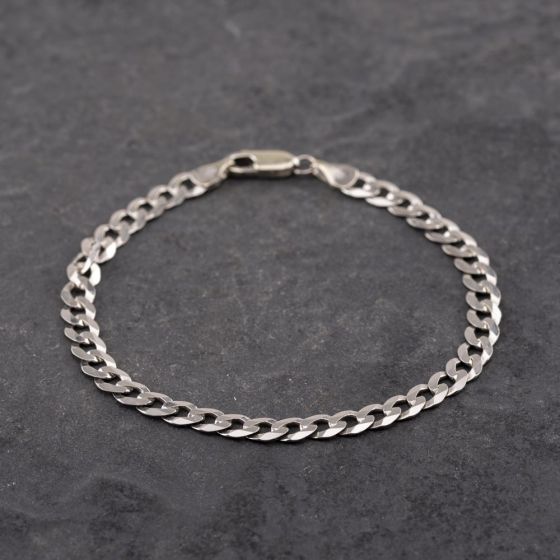 Second Hand 9ct White Gold 7.5 Inch Curb Chain Bracelet 41281668