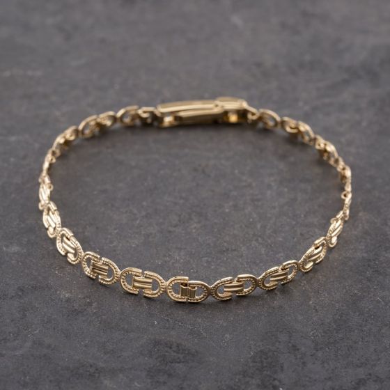 Second Hand 9ct Yellow Gold Fancy 7.5 Inch Chain Bracelet 41281672