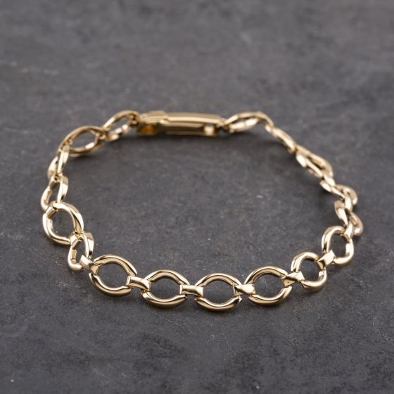 Second Hand 9ct Yellow Gold Flat Round 7.5 Inch Chain Bracelet 41281675