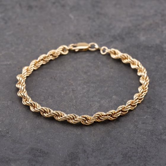 Second Hand 9ct Yellow Gold 7.5 Inch Rope Chain Bracelet 41281677