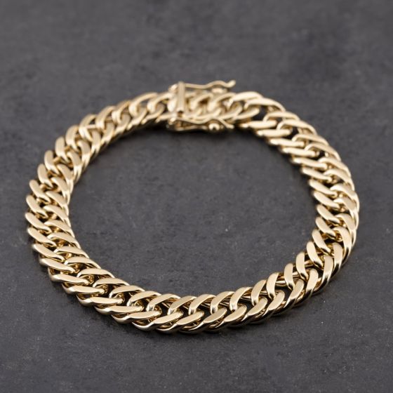 Second Hand 9ct Yellow Gold Chunky 7.5 Inch Curb Chain Bracelet 41281706