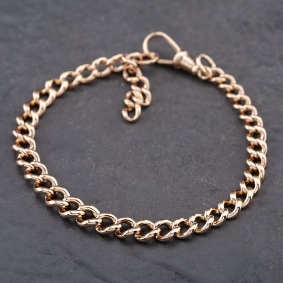 Second Hand 9ct Rose Gold 8 Inch Curb Chain Bracelet 41281707