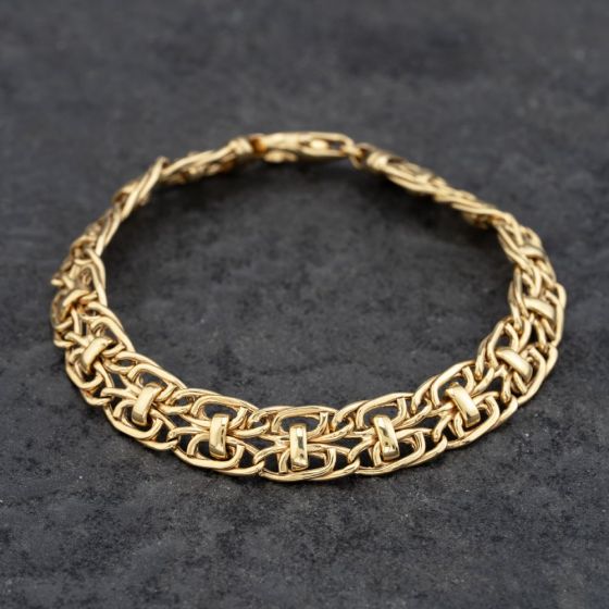 Second Hand 9ct Yellow Gold Fancy 7 Inch Curb Chain Bracelet 41281713