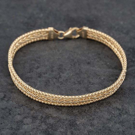 Second Hand 9ct Yellow Gold 7.5 Inch Flat Link Chain Bracelet 41281714