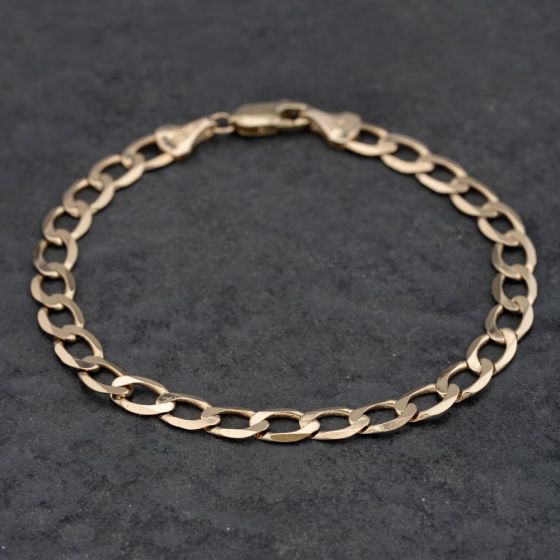 Second Hand 9ct Yellow Gold 7.25 Inch Curb Chain Bracelet 41281719