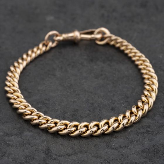 Second Hand 9ct Rose Gold Heavy 7.5 Inch Curb Chain Bracelet 41281729