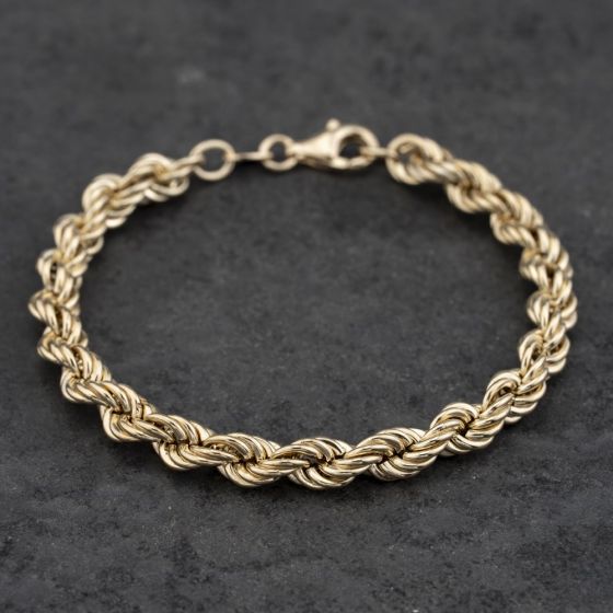 Second Hand 9ct Yellow Gold 7.5 Inch Rope Chain Bracelet 41281732