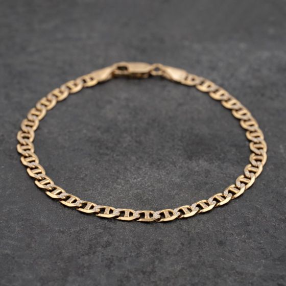 Second Hand 9ct Two Colour Gold 7.25 Inch Anchor Chain Bracelet 41281735