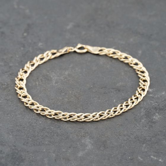 Second Hand 9ct Yellow Gold Double Link 7 Inch Curb Chain Bracelet 41281742