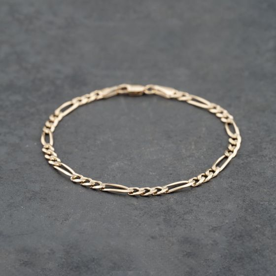 Second Hand 9ct Yellow Gold 7 Inch Figaro Chain Bracelet 41281748