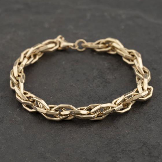 Second Hand 9ct Yellow Gold Twisted 7 Inch Fancy Chain Bracelet 41281754