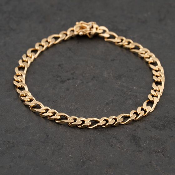 Second Hand 9ct Yellow Gold 8 Inch Figaro Chain Bracelet 41281761