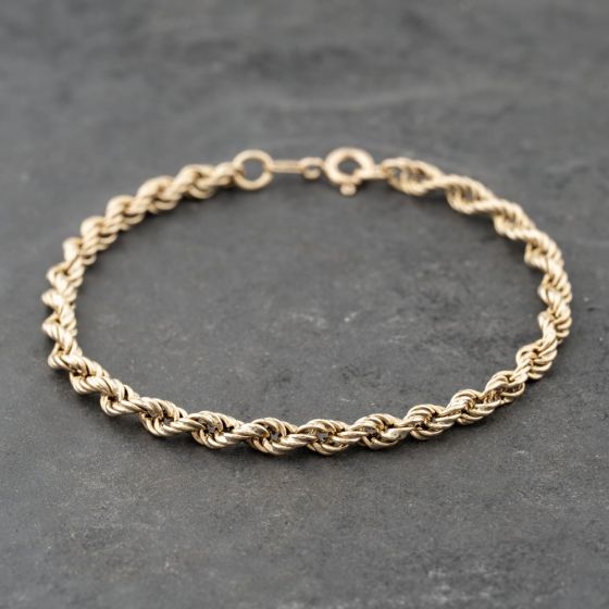 Second Hand 9ct Yellow Gold 7.5 Inch Rope Chain Bracelet 41281771