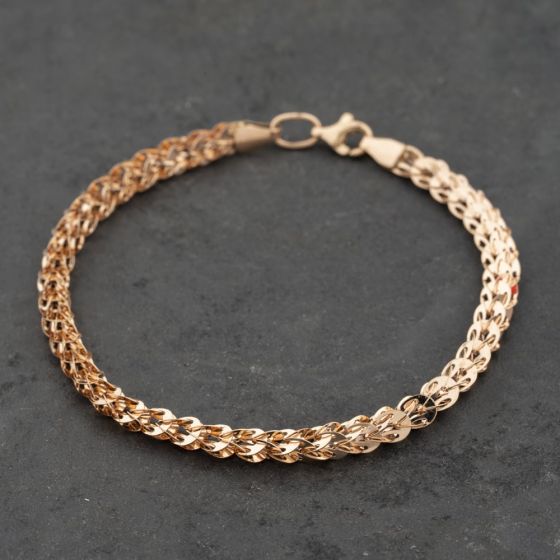 Second Hand 9ct Rose Gold 7.5 Inch Fancy Bracelet 41281796