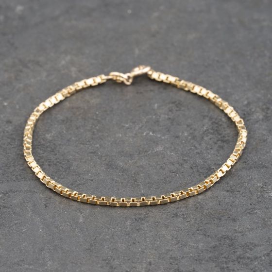 Second Hand 9ct Yellow Gold 7 Inch Box Chain Bracelet 41281819