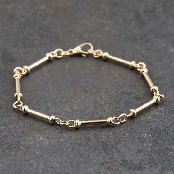 Second Hand 9ct Yellow Gold 7.5 Inch Bar Chain Bracelet 41281826