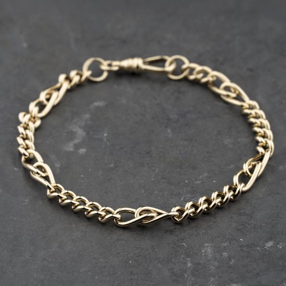 Second Hand 9ct Yellow Gold 8 Inch Figaro Chain Bracelet 41281837