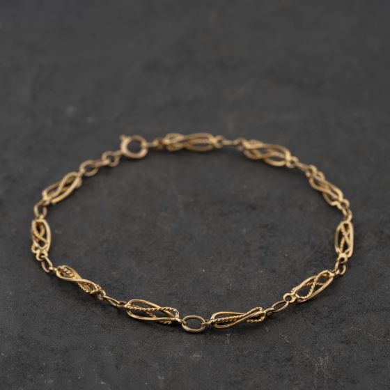 Second Hand 9ct Yellow Gold 7.5 Inch Fancy Chain Bracelet 41281859