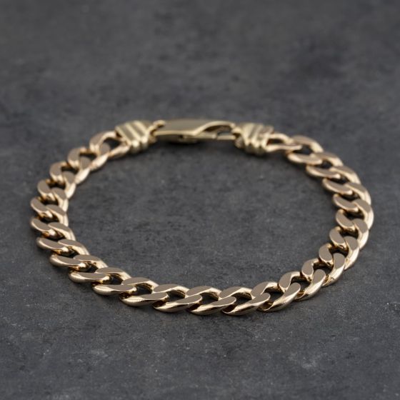 Second Hand 9ct Yellow Gold 8 Inch Curb Chain Bracelet 410802162092