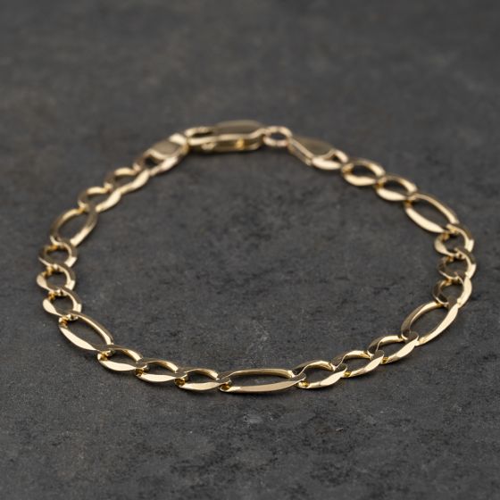 Second Hand 9ct Yellow Gold 7.5 Inch Figaro Chain Bracelet 41281876