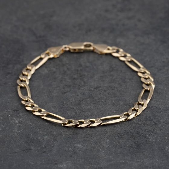 Second Hand 9ct Yellow Gold 7.5 Inch Figaro Chain Bracelet 41281880