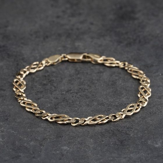 Second Hand 9ct Yellow Gold 7 Inch Celtic Chain Bracelet 41281883