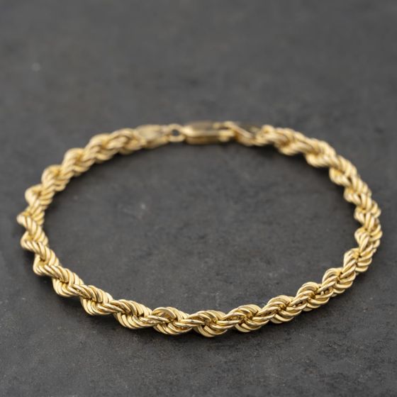Second Hand 9ct Yellow Gold 7.5 Inch Rope Chain Bracelet 41281891