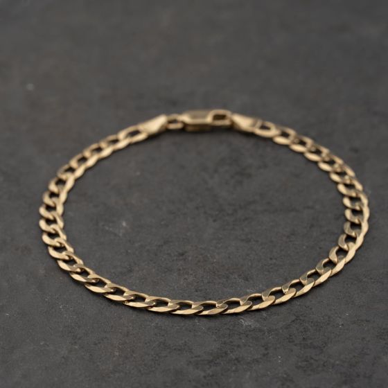 Second Hand 9ct Yellow Gold 7 Inch Curb Chain Bracelet 41281892