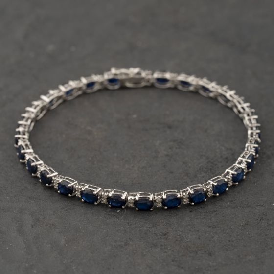 Second Hand White Gold Sapphire & 0.25ct Diamond 7.5 Inch Bracelet 41281902