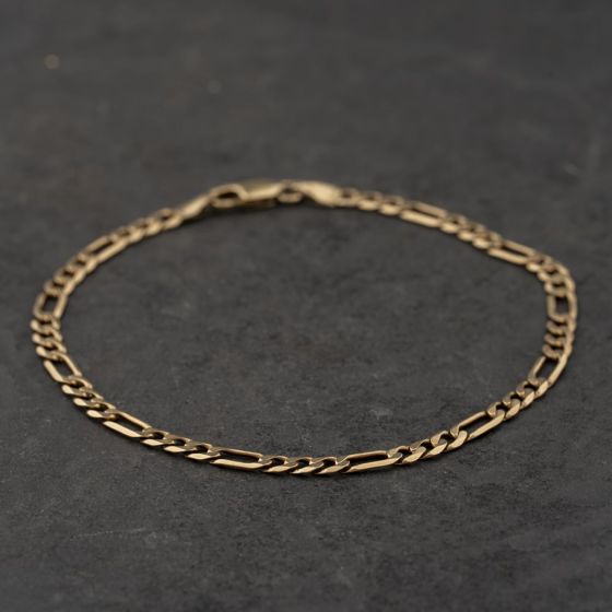 Second Hand 9ct Yellow Gold 8.5 Inch Figaro Chain Bracelet 41281906