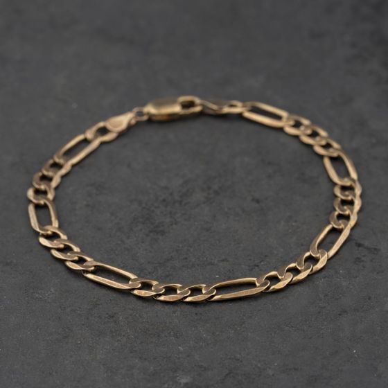 Second Hand 9ct Yellow Gold 8 Inch Figaro Chain Bracelet 41281930