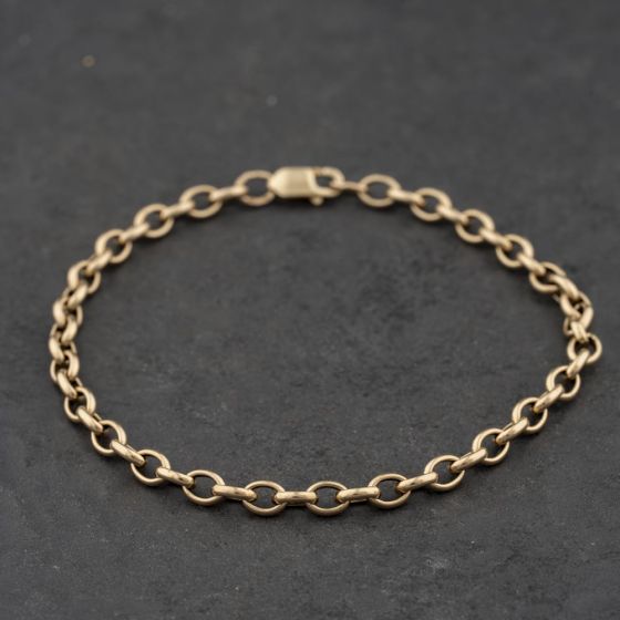 Second Hand 9ct Yellow Gold Oval 7.5 Inch Belcher Chain Bracelet 41281936