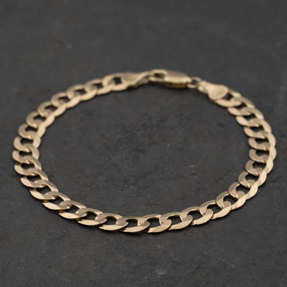 Second Hand 9ct Yellow Gold 7 Inch Curb Chain Bracelet 41281939
