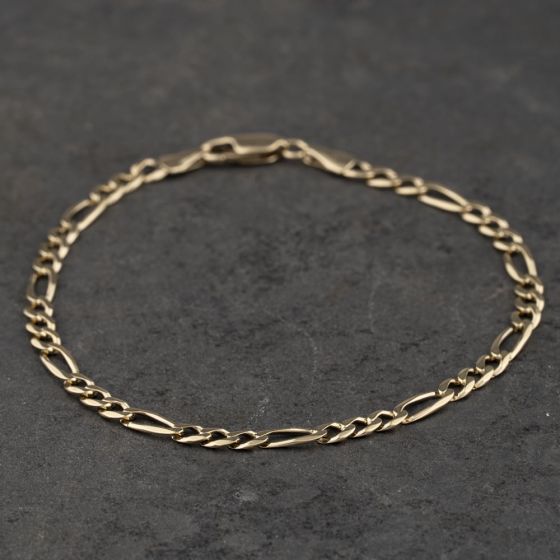 Second Hand 9ct Yellow Gold 7.5 Inch Figaro Chain Bracelet 41281945