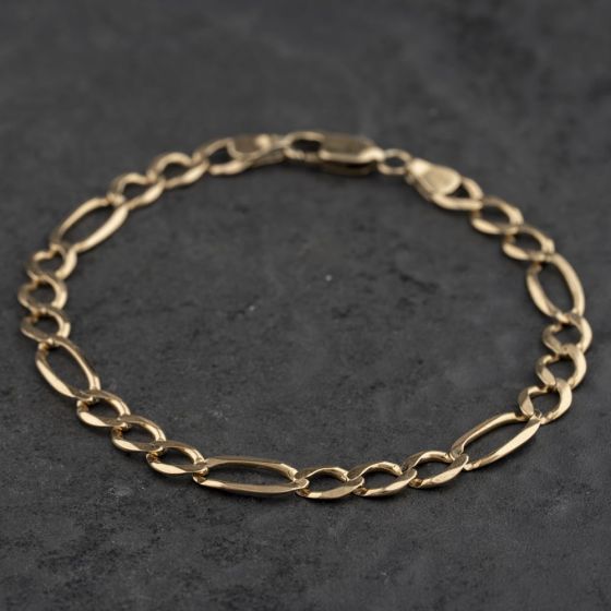 Second Hand 9ct Yellow Gold 8 Inch Figaro Chain Bracelet 41281951