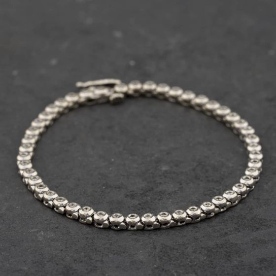 Second Hand 9ct White Gold 1.00ct Diamond Set 7.5 Inch Tennis Bracelet 41282009